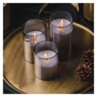 LED dekoráció - 3x viaszgyertya üvegben, 6x AA, meleg fehér, időzítő