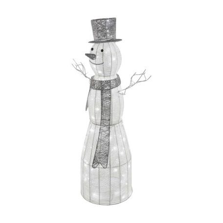 LED karácsonyi hóember, rattan, 124 cm, beltéri, hideg fehér, időzítő