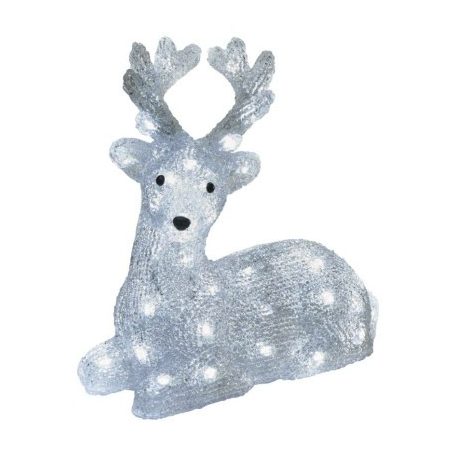 LED karácsonyi szarvas, 27 cm, kültéri és beltéri, hideg fehér, időzítő
