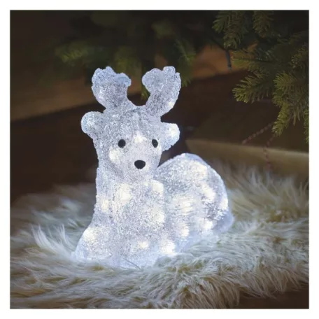 LED karácsonyi szarvas, 27 cm, kültéri és beltéri, hideg fehér, időzítő