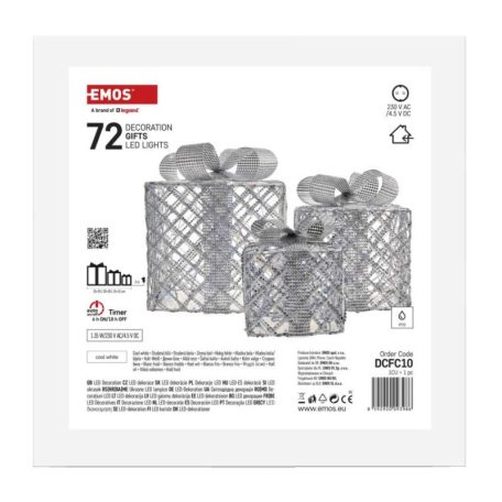 LED ajándékok, 3 méret, beltéri, hideg fehér, időzítő