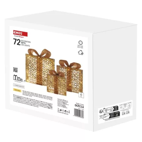 LED ajándékok, 3 méret, beltéri, meleg fehér