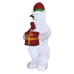   LED jegesmedve karácsonyi ajándékkal, felfújható, 240cm, kültérre és beltérre, hideg fehér