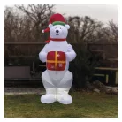 LED jegesmedve karácsonyi ajándékkal, felfújható, 240cm, kültérre és beltérre, hideg fehér