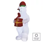 LED jegesmedve karácsonyi ajándékkal, felfújható, 240cm, kültérre és beltérre, hideg fehér