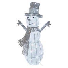   LED karácsonyi hóember, rattan, 82 cm, beltéri, hideg fehér, időzítő