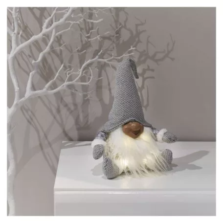 LED karácsonyi manó, 35 cm, 3× AA, beltérre, meleg fehér