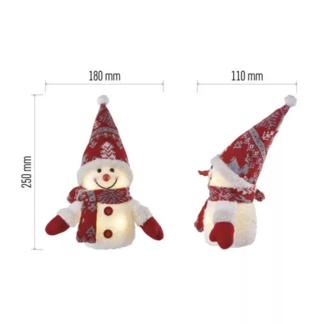 LED karácsonyi világító hóember, 25 cm, 3x AAA, beltéri, meleg fehér, időzítő