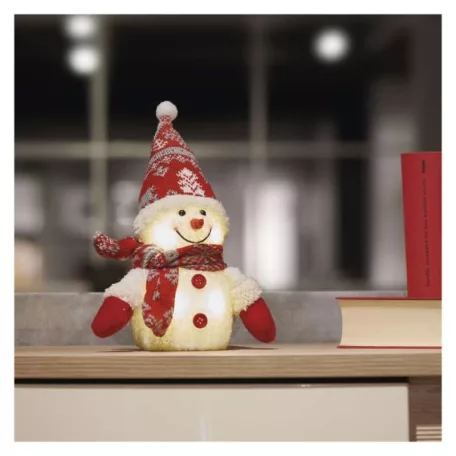 LED karácsonyi világító hóember, 25 cm, 3x AAA, beltéri, meleg fehér, időzítő