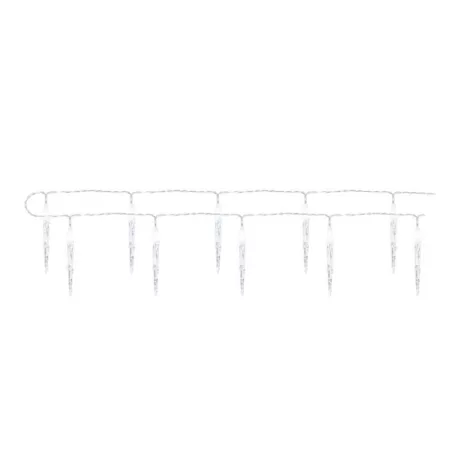 LED karácsonyi fényfüzér – 10x jégcsap, 1,35 m, 2x AA, beltéri, hideg fehér, időzítő