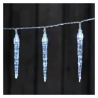 LED karácsonyi fényfüzér – 10x jégcsap, 1,35 m, 2x AA, beltéri, hideg fehér, időzítő