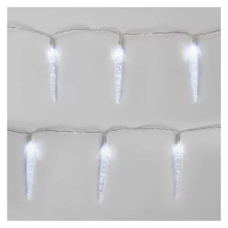 LED karácsonyi fényfüzér – 10x jégcsap, 1,35 m, 2x AA, beltéri, hideg fehér, időzítő