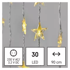   LED karácsonyi fényfüggöny – csillagok, 120x90 cm, beltéri, meleg fehér, időzítő