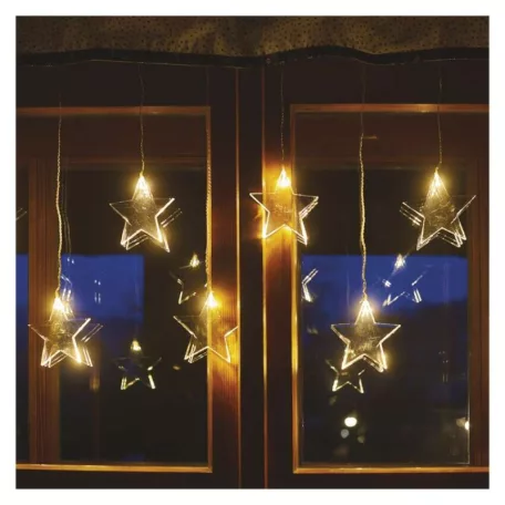 LED karácsonyi fényfüggöny – csillagok, 45x84 cm, kültéri és beltéri, meleg fehér