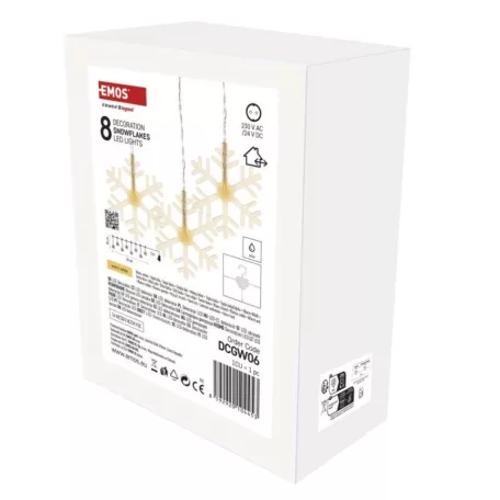 LED karácsonyi fényfüggöny – hópelyhek, 84 cm,  kültéri és beltéri, meleg fehér