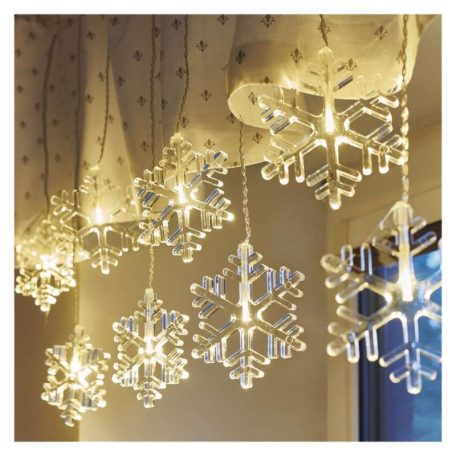 LED karácsonyi fényfüggöny – hópelyhek, 84 cm,  kültéri és beltéri, meleg fehér
