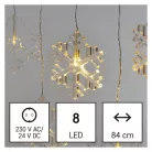 LED karácsonyi fényfüggöny – hópelyhek, 84 cm,  kültéri és beltéri, meleg fehér