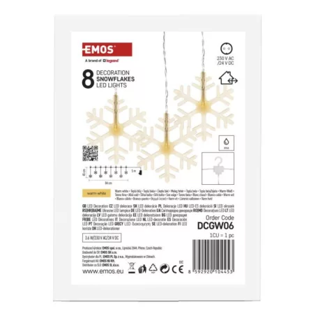 LED karácsonyi fényfüggöny – hópelyhek, 84 cm,  kültéri és beltéri, meleg fehér