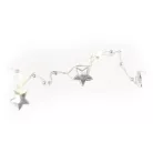 LED karácsonyi fényfüzér ezüst – csillagok, 1,9 m, 2x AA, beltéri, meleg fehér, időzítő