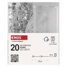 LED karácsonyi fényfüzér ezüst – csillagok, 1,9 m, 2x AA, beltéri, meleg fehér, időzítő