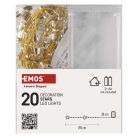 LED karácsonyi fényfüzér arany – csillagok, 1,9 m, 2x AA, beltéri, meleg fehér, időzítő