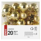 LED karácsonyi fényfüzér – arany gömb csillagokkal, 1,9m, 2xAA, beltéri, meleg fehér, idő.