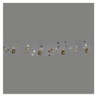 LED karácsonyi fényfüzér – arany gömb csillagokkal, 1,9m, 2xAA, beltéri, meleg fehér, idő.