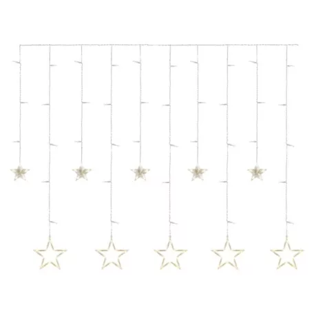 LED karácsonyi fényfüggöny – csillagok, 185x105 cm, beltéri, meleg fehér