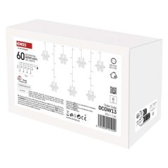   LED karácsonyi fényfüggöny – hópelyhek, 135x50 cm,  beltéri, hideg fehér