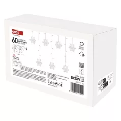   LED karácsonyi fényfüggöny – hópelyhek, 135x50 cm,  beltéri, hideg fehér
