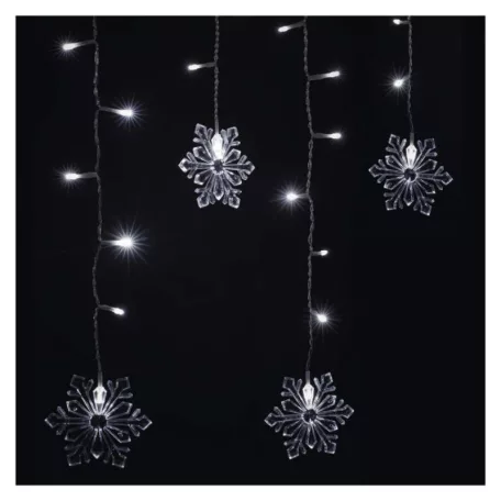 LED karácsonyi fényfüggöny – hópelyhek, 135x50 cm,  beltéri, hideg fehér