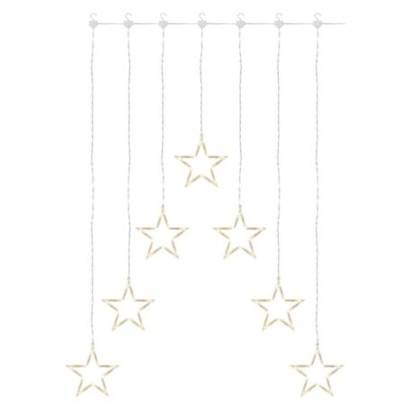LED karácsonyi fényfüggöny – 7 csillag, 67x125cm, kültéri és beltéri, meleg fehér