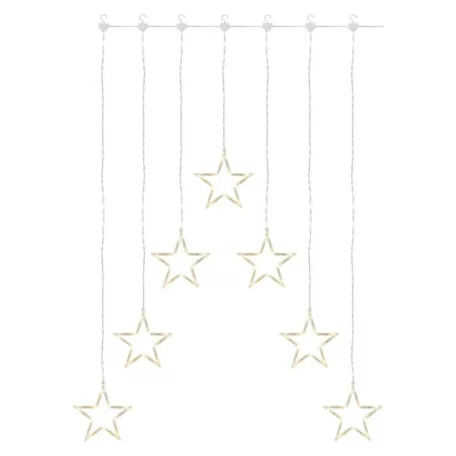 LED karácsonyi fényfüggöny – 7 csillag, 67x125cm, kültéri és beltéri, meleg fehér