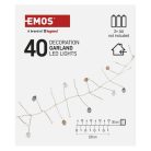 LED fényfüzér - kavics, 1,2 m, 3x AA, beltéri, meleg fehér, időzítő