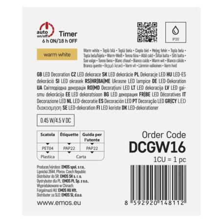 LED fényfüzér - kavics, 1,2 m, 3x AA, beltéri, meleg fehér, időzítő