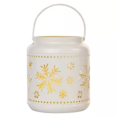   LED dekoráció – lámpa hópelyhekkel, fém, fehér, 14 cm, 3x AAA, beltéri, vintage