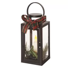   LED dekoráció – karácsonyi lámpa gyertyával, fekete, 20 cm, 3x AAA, beltéri, vintage
