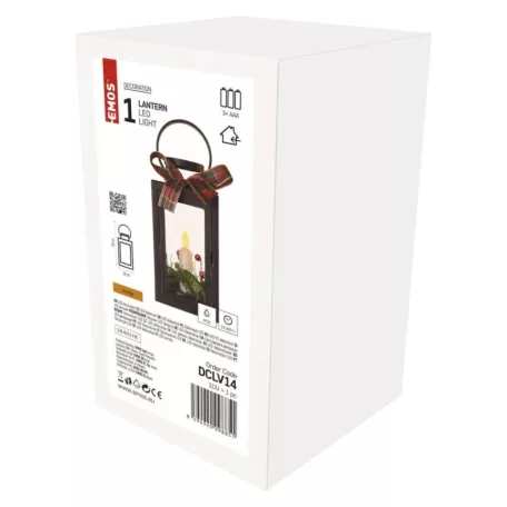 LED dekoráció – karácsonyi lámpa gyertyával, fekete, 20 cm, 3x AAA, beltéri, vintage