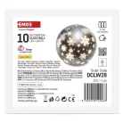 LED karácsonyi üveggömb – hópelyhek, 12 cm, 3x AA, beltéri, meleg fehér, időzítő