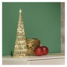 LED-es üveg karácsonyfa, 27 cm, 2x CR2032, beltéri, meleg fehér, időzítő