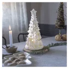 Kerámia LED-es fa hóemberekkel, 33,5 cm, 2x AA, meleg fehér, időzítő