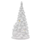 Kerámia LED-es fa hóemberekkel, 33,5 cm, 2x AA, meleg fehér, időzítő