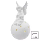 LED kerámia angyal, 29 cm, 2x AA, meleg fehér, időzítő