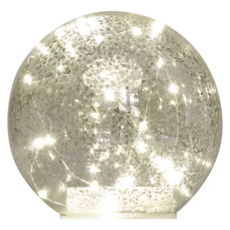 LED karácsonyi üveggömb - arany, 15 cm, 3x AA, beltéri, meleg fehér, időzítő