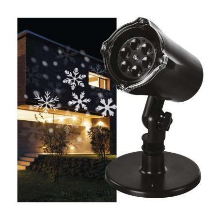 LED dekoráció projektor – hópelyhek, kültéri és beltéri, hideg fehér