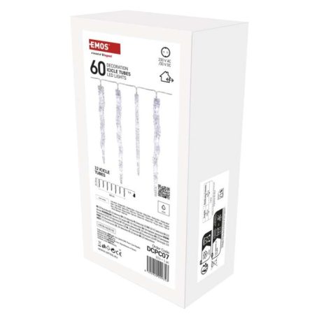 LED karácsonyi girland – jégcsapok, 12 db, 3,6 m, kültérre és beltérre, hideg fehér