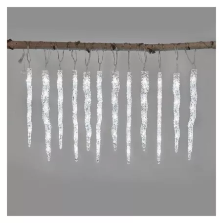 LED karácsonyi girland – jégcsapok, 12 db, 3,6 m, kültérre és beltérre, hideg fehér