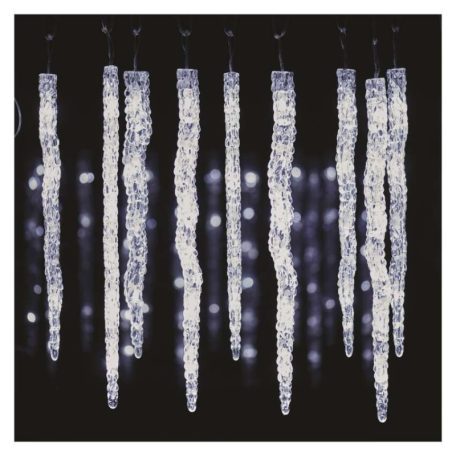 LED karácsonyi girland – jégcsapok, 12 db, 3,6 m, kültérre és beltérre, hideg fehér
