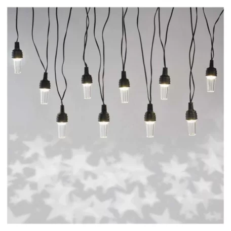 LED fényfüzér – 10x party égő átlátszó, 4,5 m, kültéri és beltéri, hideg fehér