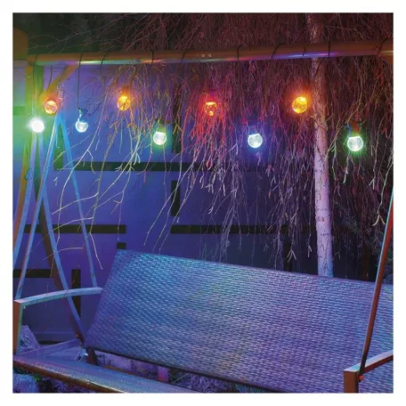 LED fényfüzér – 10x party égő, 5 m, kültéri és beltéri, többszínű